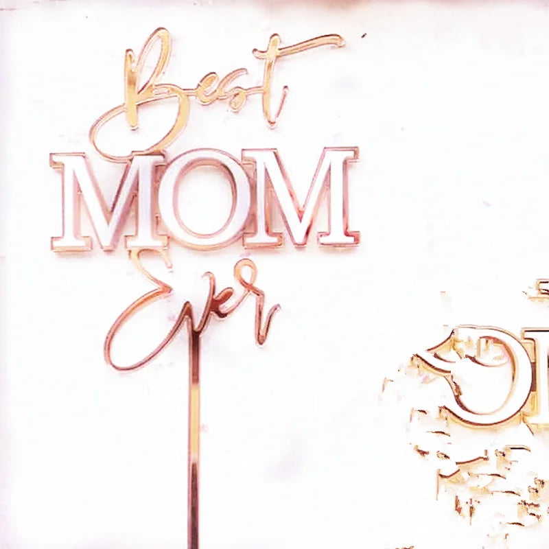 Adorno de pastel de feliz Día de la Madre, diseño simple, dorado, acrílico, MOM, decoraciones para pasteles de fiesta, regalos del Día de la Madre, decoración de postres