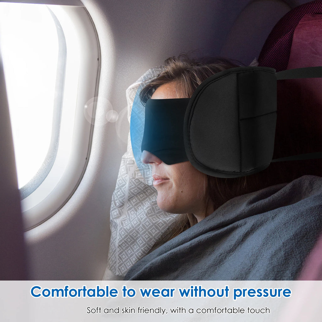 Almohada de viaje 2 en 1 de algodón, cómoda para el cuello y la cabeza, con antifaz y bolsa de almacenamiento. Almohada de avión con soporte de 360° para viajar.