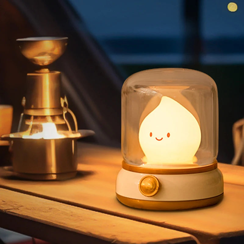 Bonita lámpara de llama, vela, luz nocturna, lámpara decorativa LED de escritorio, lámpara nocturna recargable por USB, regalo creativo para niños para dormitorio