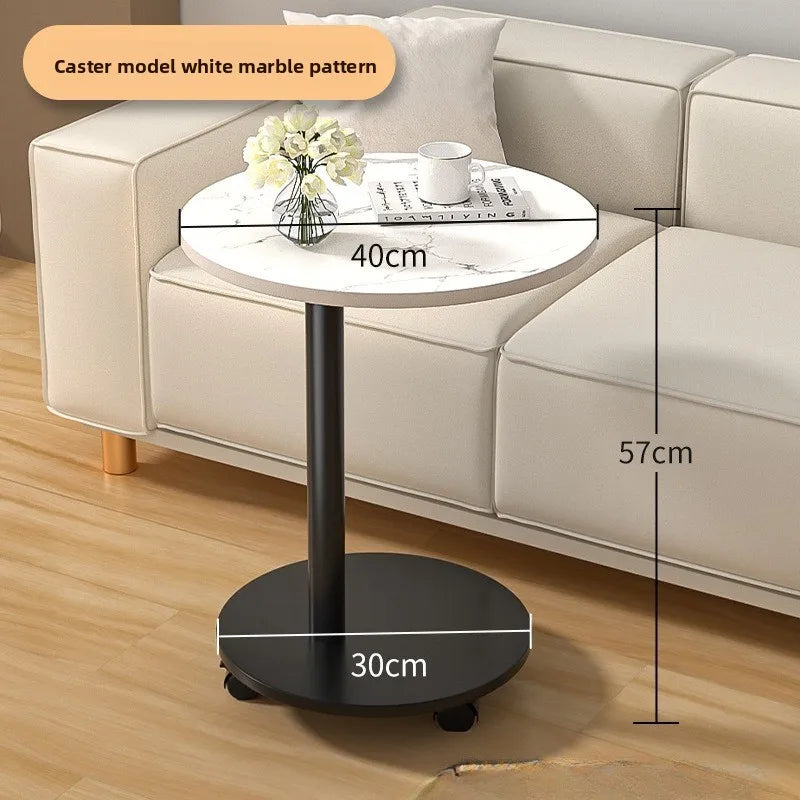 Mesa de comedor redonda moderna, portátil, plegable, con ruedas, mesa auxiliar, mesa de centro, mesita de noche, mesa auxiliar de sofá para balcón de sala de estar