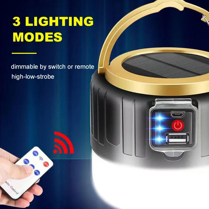 Linterna LED Solar de Camping de 1000W para Exteriores, Recargable por USB, Lámpara de Tienda de Campaña Portátil, Luces de Emergencia para Barbacoas, Senderismo, Mercado Nocturno