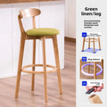 Taburete de barra de madera maciza con respaldo alto, altura de mostrador, moderno, minimalista, para barra de casa, asiento de isla de cocina, sillas para barra, silla de barra