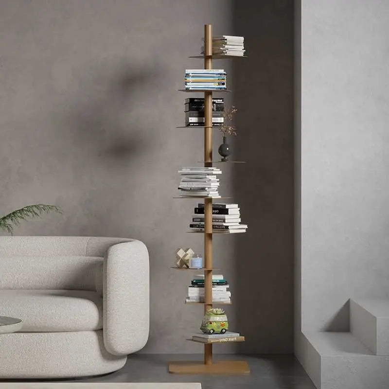 Diseñador de Estantería Espiral Giratoria Librero Esquinero de Hierro Estante de Exhibición Estrecho Librería Estrecha Organizador de Almacenamiento que Ahorra Espacio para Sala de Estar