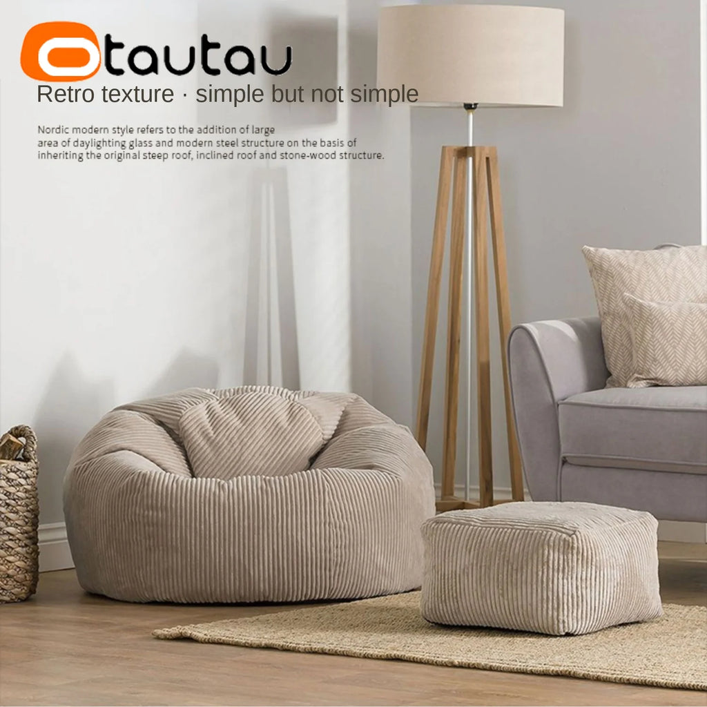OTAUTAU Funda de puf de franela/terciopelo sin relleno, puf para el suelo, otomana, sofá individual, muebles sin marco DD025