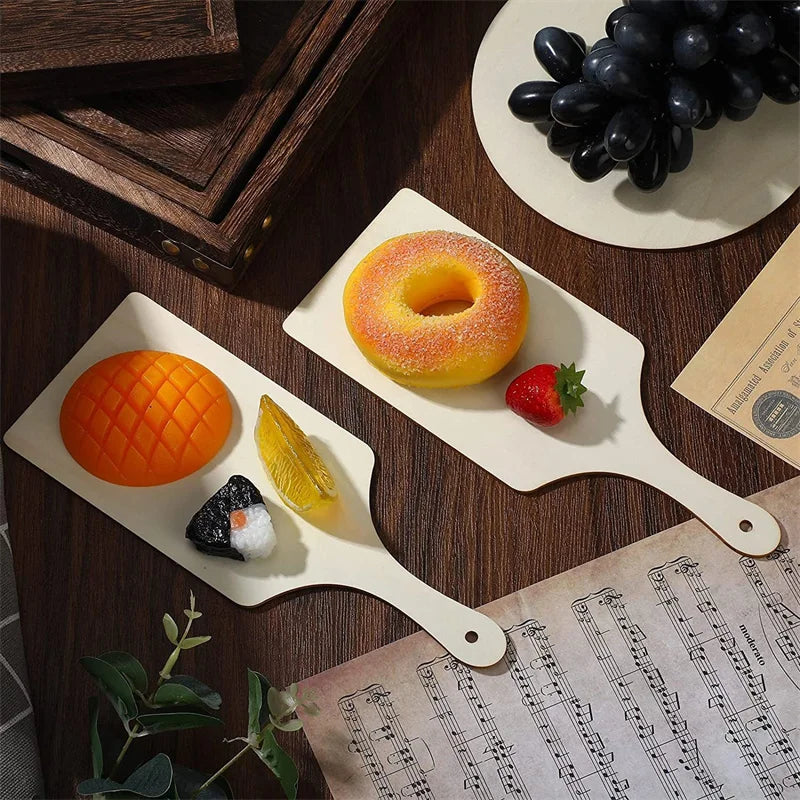 3/6/10 piezas tabla de cortar de madera artesanal con mango tabla de cortar de madera inacabada tablas redondas de charcutería para queso para Navidad