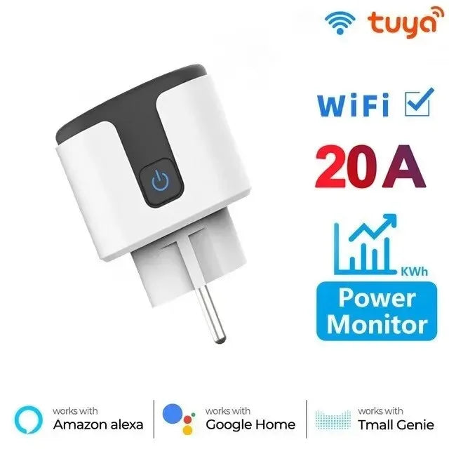Enchufe inteligente Tuya WIFI EU 16A/20A Enchufe inteligente Wifi/Zigbee con monitoreo de energía Control de voz para Smart Home compatible con Google Home Alexa