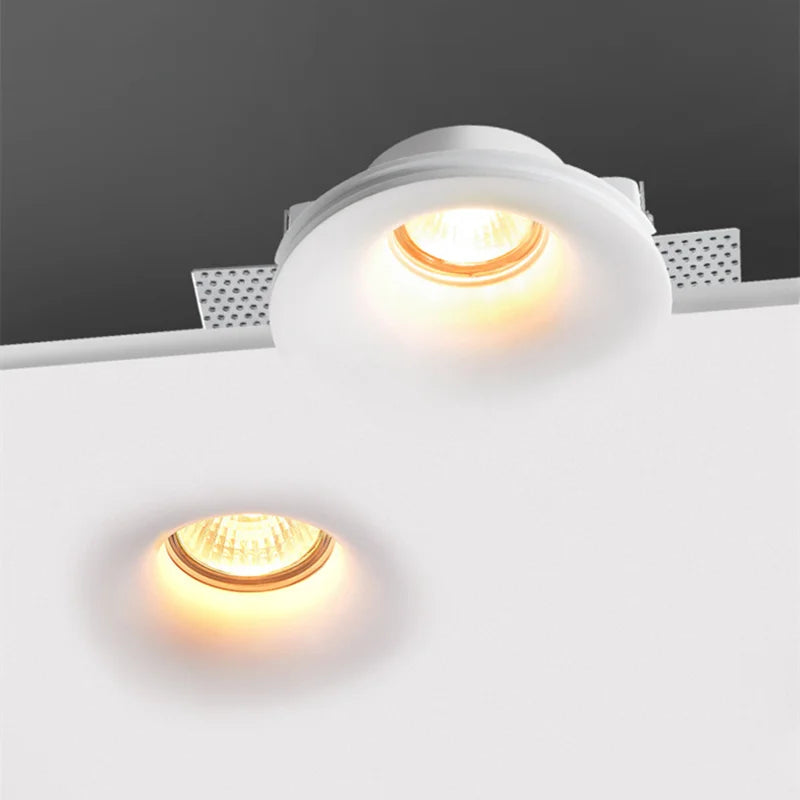 Lámpara de techo empotrable de yeso Downlight GU10 LED antideslumbrante, foco empotrado sin bordes para sala de estar, dormitorio, pasillo, iluminación del hogar