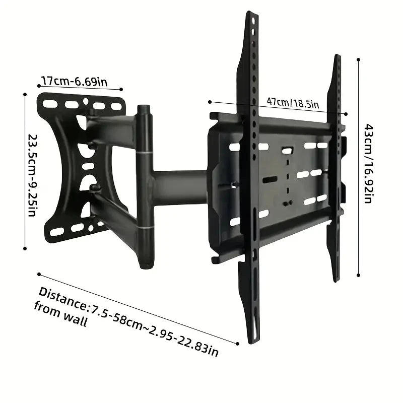 Soporte de pared para TV de movimiento completo de 26-55 pulgadas, giratorio, inclinable y articulado, VESA máximo 400x400mm, brazo largo de extensión de 70 cm