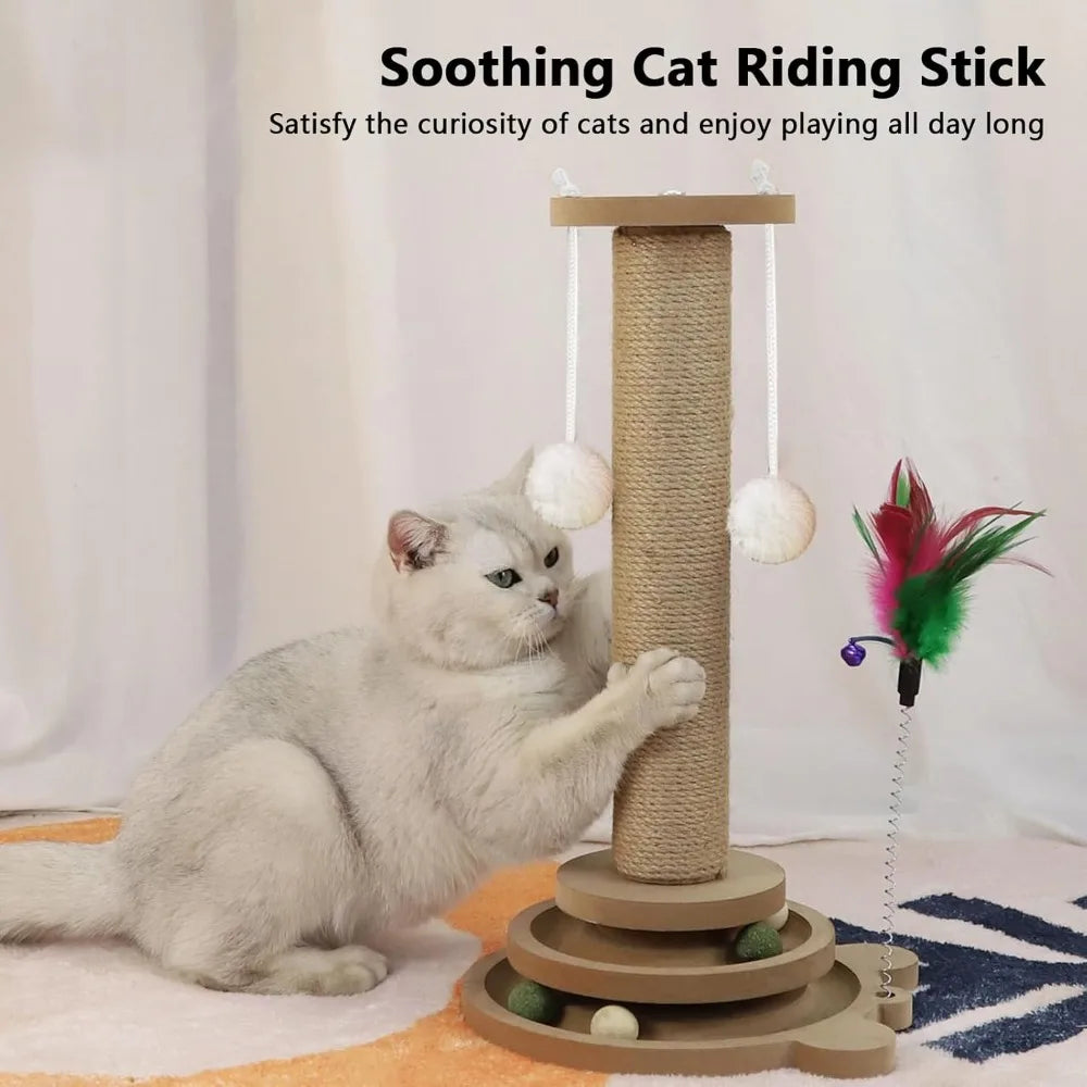 Rascador Alto de Sisal para Gatos con Bola Colgante - Rascador Vertical Premium para Gatos y Gatitos de Interior, Juguete Interactivo Incluido