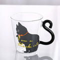 JUSTINLAU Taza de café con cola de gato 3D 250ml Taza de agua de vidrio de borosilicato alto resistente al calor Taza de leche para desayuno en casa para amantes de los gatos