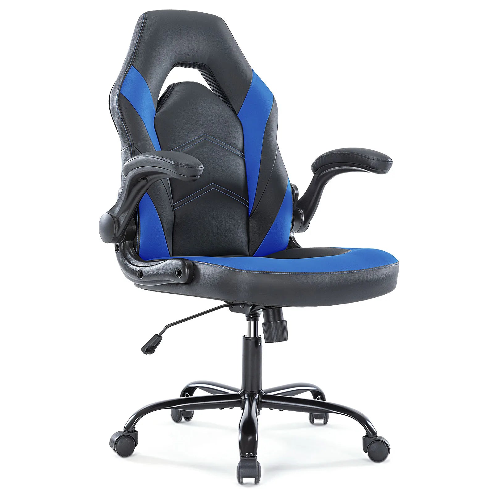 JHK Silla de escritorio ergonómica para oficina, ordenador, hogar, juegos, ajustable, de cuero PU, estilo de carreras, con reposabrazos abatible para muebles de Navidad