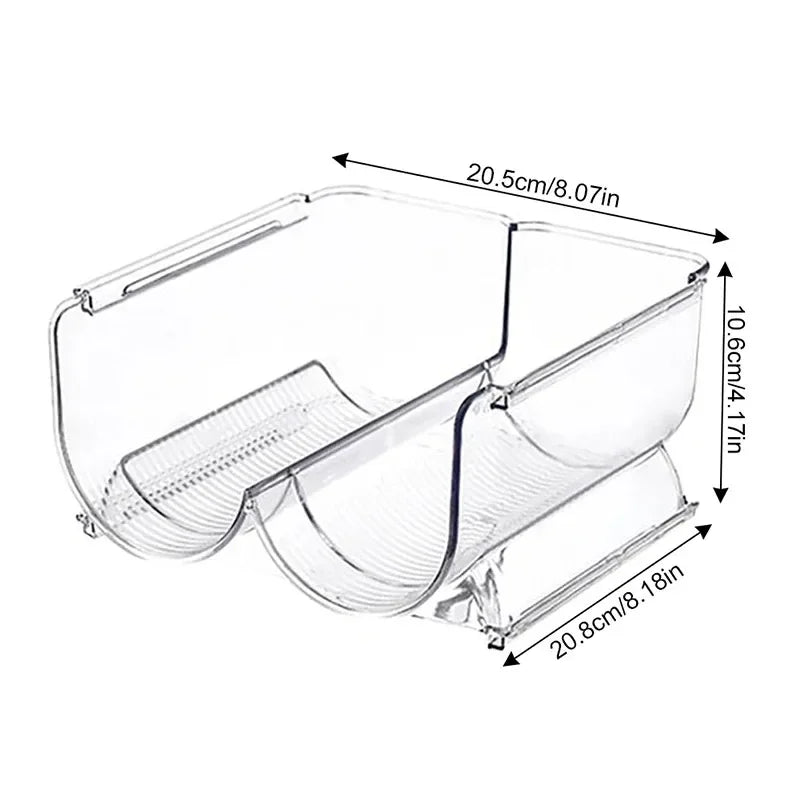 Botellero transparente apilable de plástico para frigorífico, estante de almacenamiento para nevera, armario, despensa