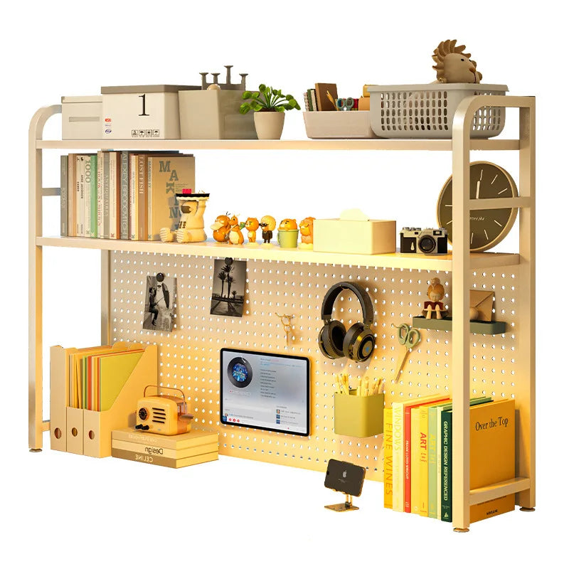 Estante de escritorio de hierro con perforaciones, estantería multinivel, organizador de escritorio, estante de almacenamiento para estación de trabajo de estudiantes, mueble de gabinete de rejilla ordenado.