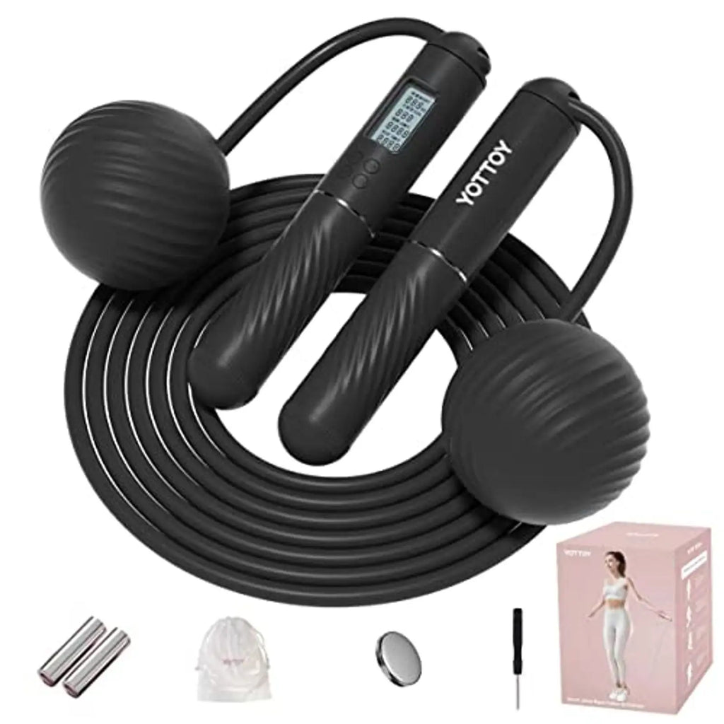Cuerda para Saltar Inalámbrica con Contador Ponderado, Pantalla LCD Grande, Cuerda de Saltar para Mujeres Adultos Gimnasio en Casa