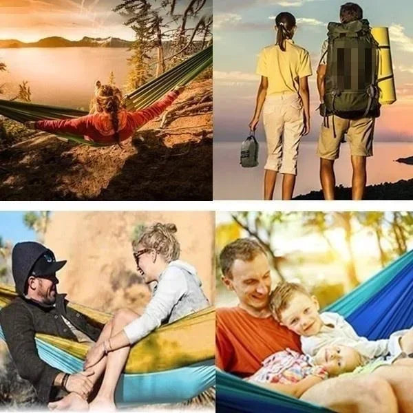Cama Colgante Portátil, Hamaca de Camping Individual para Exteriores, Hamaca de Nailon a Juego de Colores, Hamaca de Tela de Paracaídas de Alta Resistencia