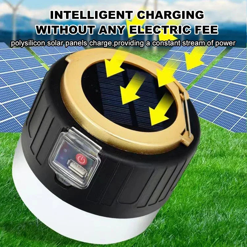 Linterna LED Solar de Camping de 1000W para Exteriores, Recargable por USB, Lámpara de Tienda de Campaña Portátil, Luces de Emergencia para Barbacoas, Senderismo, Mercado Nocturno
