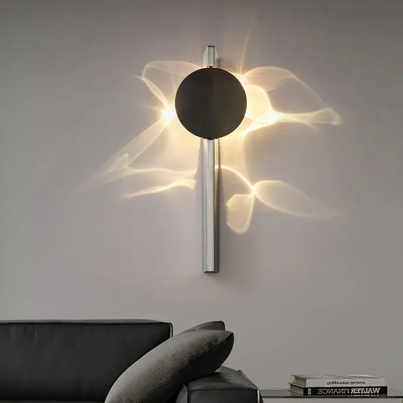 Aplique de pared LED corrugado creativo, giratorio, de arte de sombras de acero inoxidable, para dormitorio, mesita de noche, sala, escaleras, pasillo, luz de ambiente