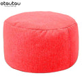 OTAUTAU Taburete Redondo D30cm*H20cm Puf de Lino Otomana con Relleno Puf Reposapiés Tatami Futón Puff JD001