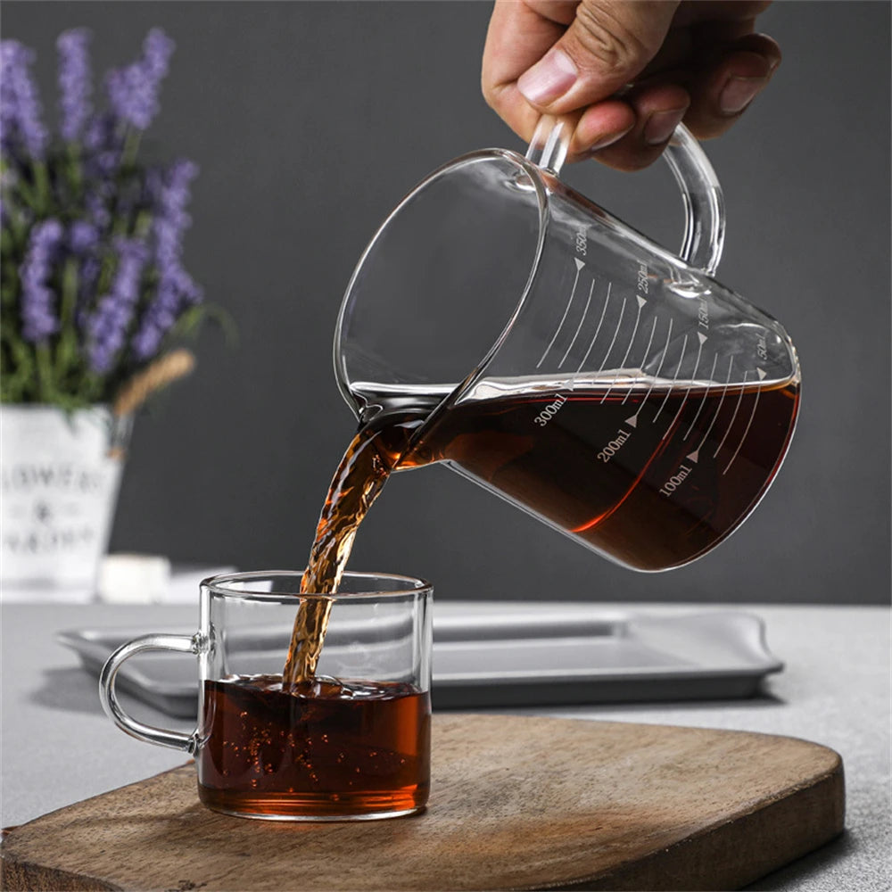 1 taza medidora de vidrio con asa 250/350/500/1000 ml, taza medidora de café con leche de vidrio de borosilicato alto, taza resistente al calor