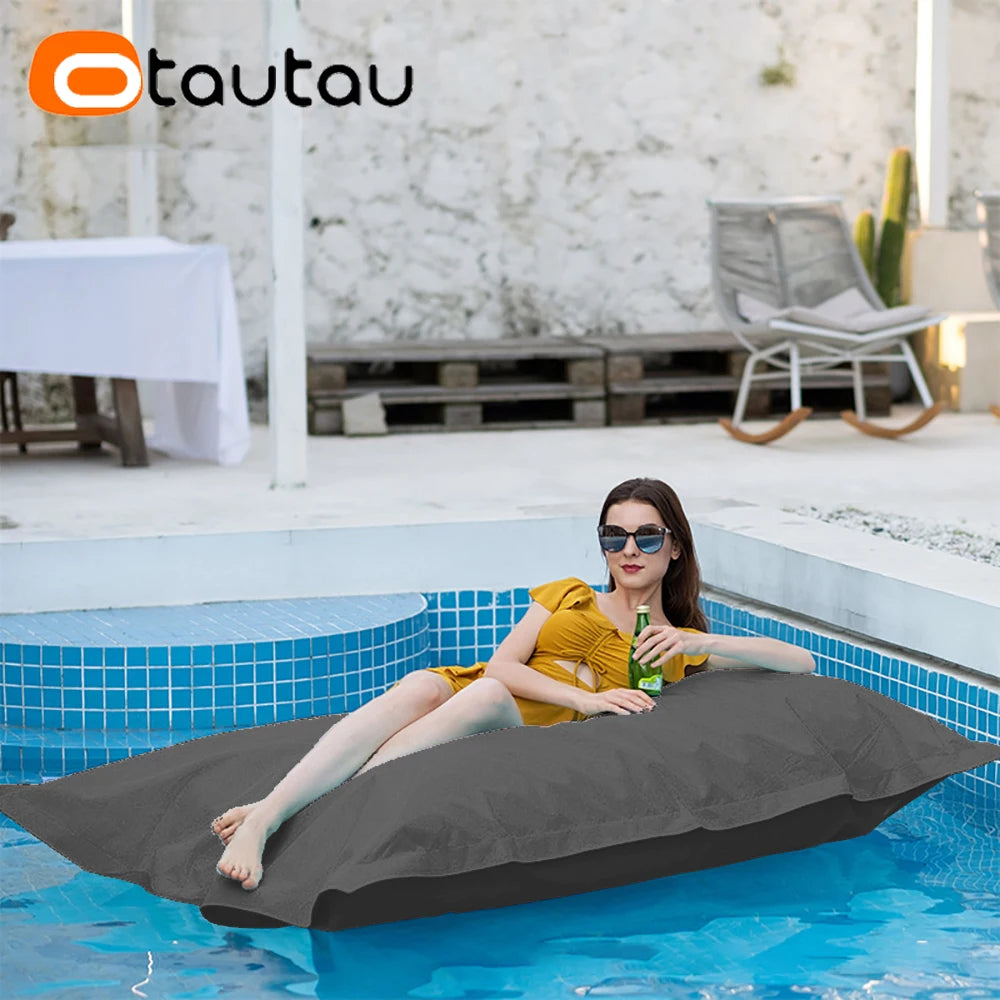 OTAUTAU Funda gigante de puf flotante de 1,8 m sin relleno para exteriores, piscina, almohada, jardín, playa, puf, salón, saco DD034