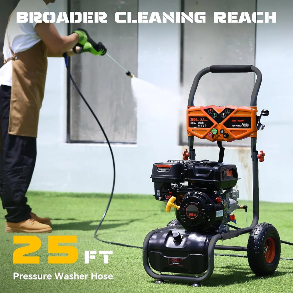 Hidrolavadora a gasolina de alta presión 3500 PSI 2.3 GPM 209cc 4 boquillas USA