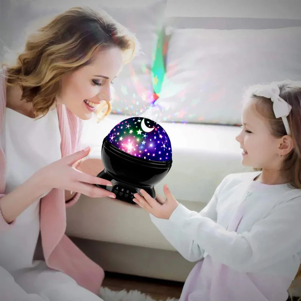 Lámpara de proyector de estrellas, luces nocturnas divertidas para niñas y niños, proyector LED giratorio de cielo estrellado y luna para decoración de habitación infantil
