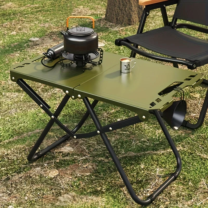 Mesa de camping plegable ligera, escritorio de picnic con asa de transporte, base de trípode, ideal para actividades al aire libre, accesorios de camping