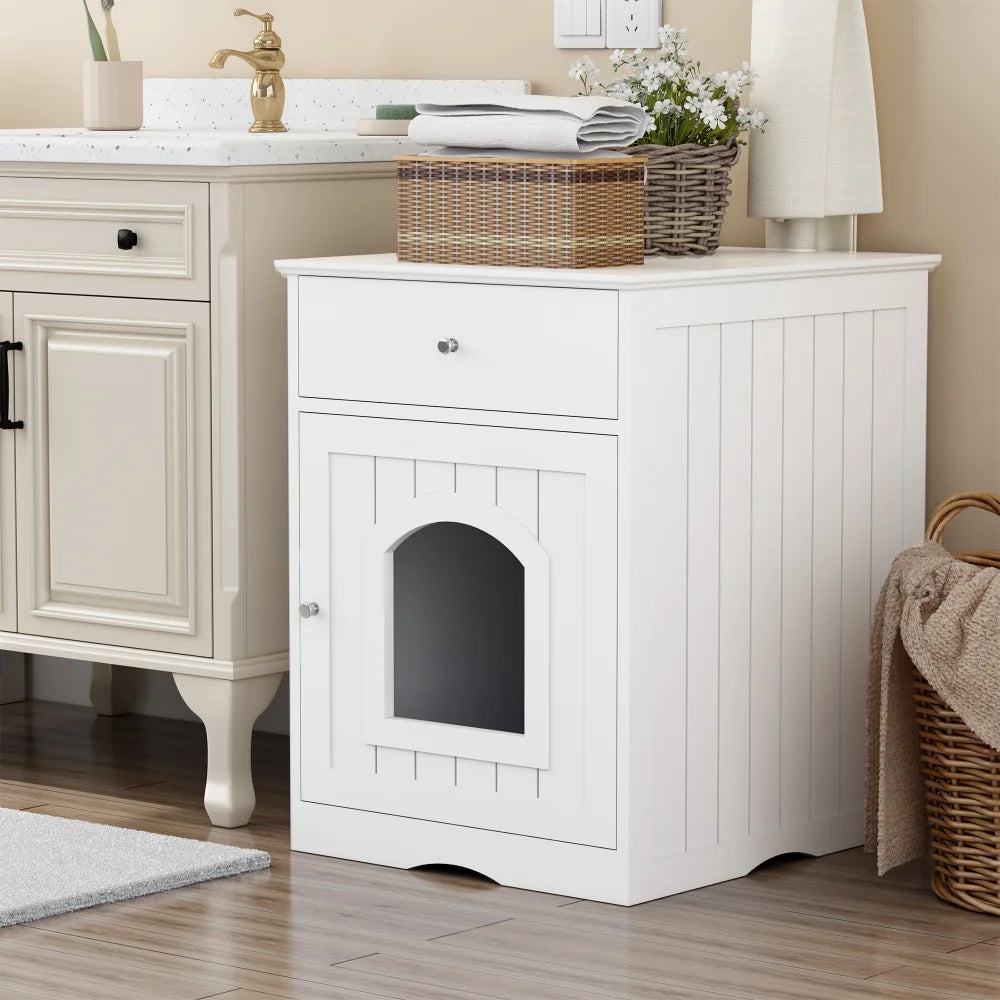 Arenero de madera para gatos con cajón, caseta para mascotas, jaula para gatos de interior, mesita de noche, mesa auxiliar, muebles para mascotas