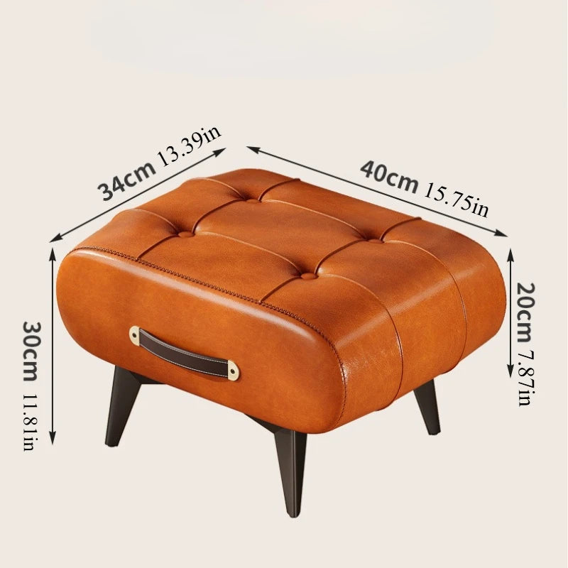 Taburete Plegable de Piel Sintética de PU Extra Gruesa y Espuma de Alta Densidad, Otomana Portátil para Sala de Estar/Dormitorio/Oficina, Base Antideslizante