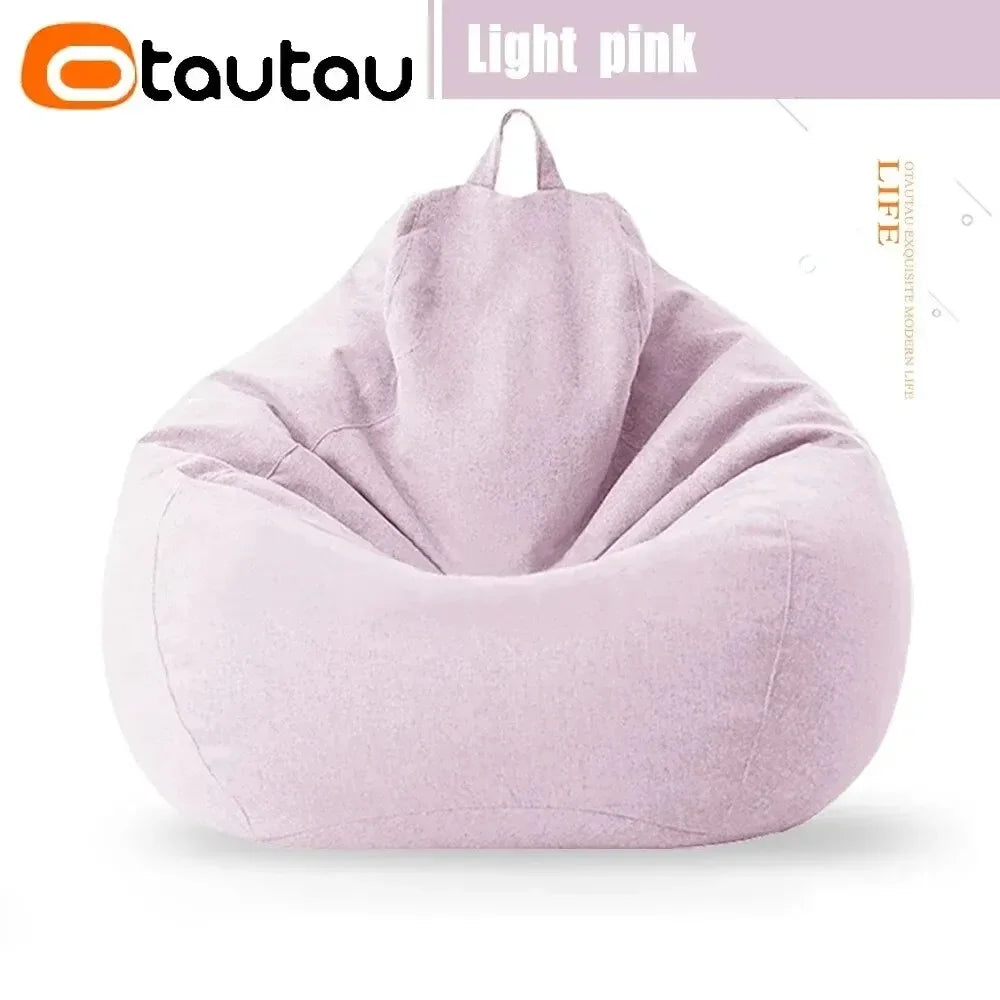 OTAUTAU Cotton Linen Bean Bag Cover without Filler Floor Corner Lazy Beanbag Chair Pouf Salon Ottoman Puff Lounger Sac DD002
