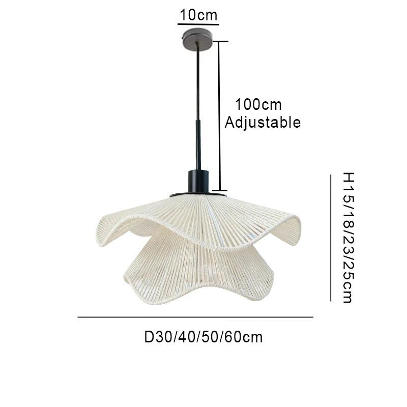 Lámpara colgante LED E27 estilo Wabi Sabi con cuerda de cáñamo, luces cálidas para sala de estar, dormitorio, restaurante, iluminación de decoración del hogar