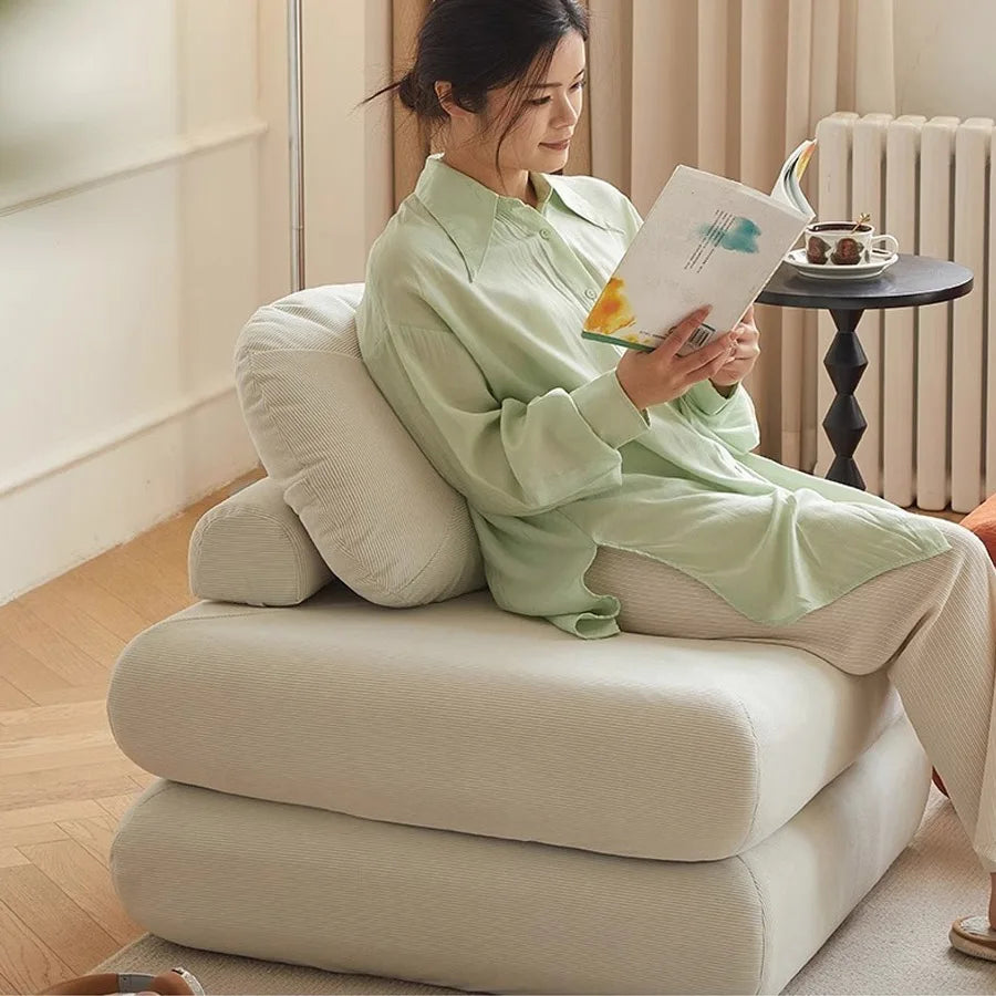 Sofá individual de tela, sofá cama de batata, tatami plegable de doble uso para sala de estar pequeña, sofá perezoso de bloques de tofu