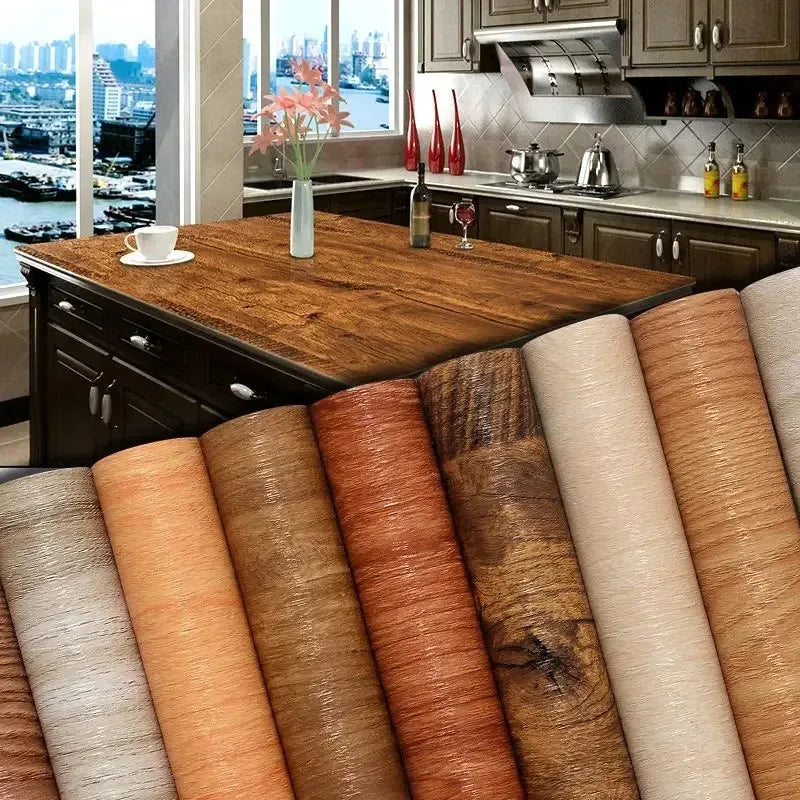 Pegatinas de grano de madera engrosado de 40 cm, impermeables, autoadhesivas, de PVC, para armario, escritorio, muebles modernos, papel tapiz decorativo