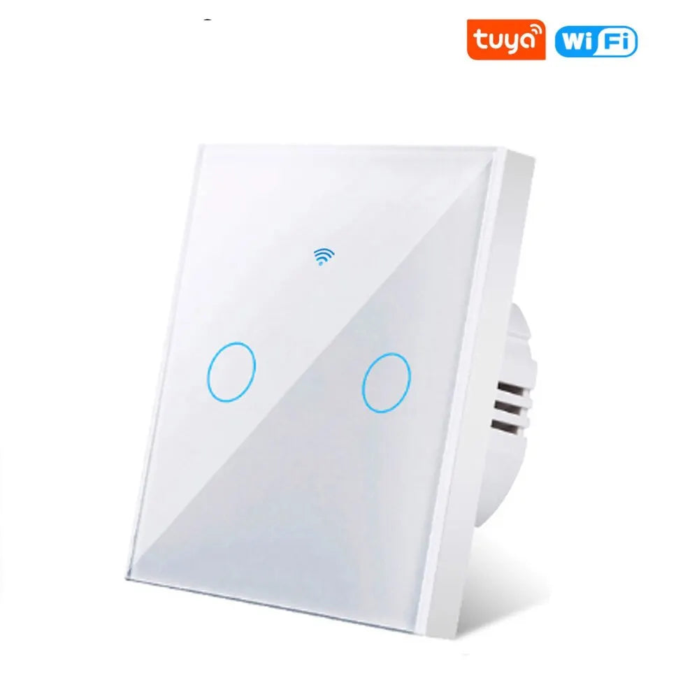 Tuya Wifi Smart Interruptor de Luz de Pared 1/2/3 Gang EU Interruptor Táctil Rf433 Control Remoto Inalámbrico Para Alexa Google Home Control por Voz