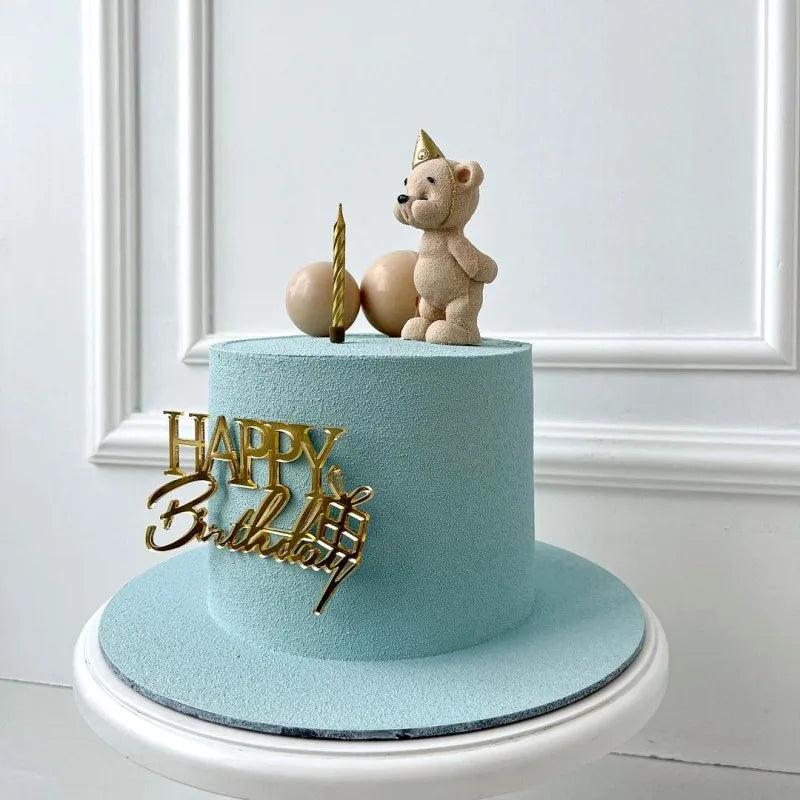 New Acrylic Kids Happy Birthday Cake Toppers Gold Boy or Girl Birthday Party Cake Topper for Baby Shower Gift Dessert Decoration