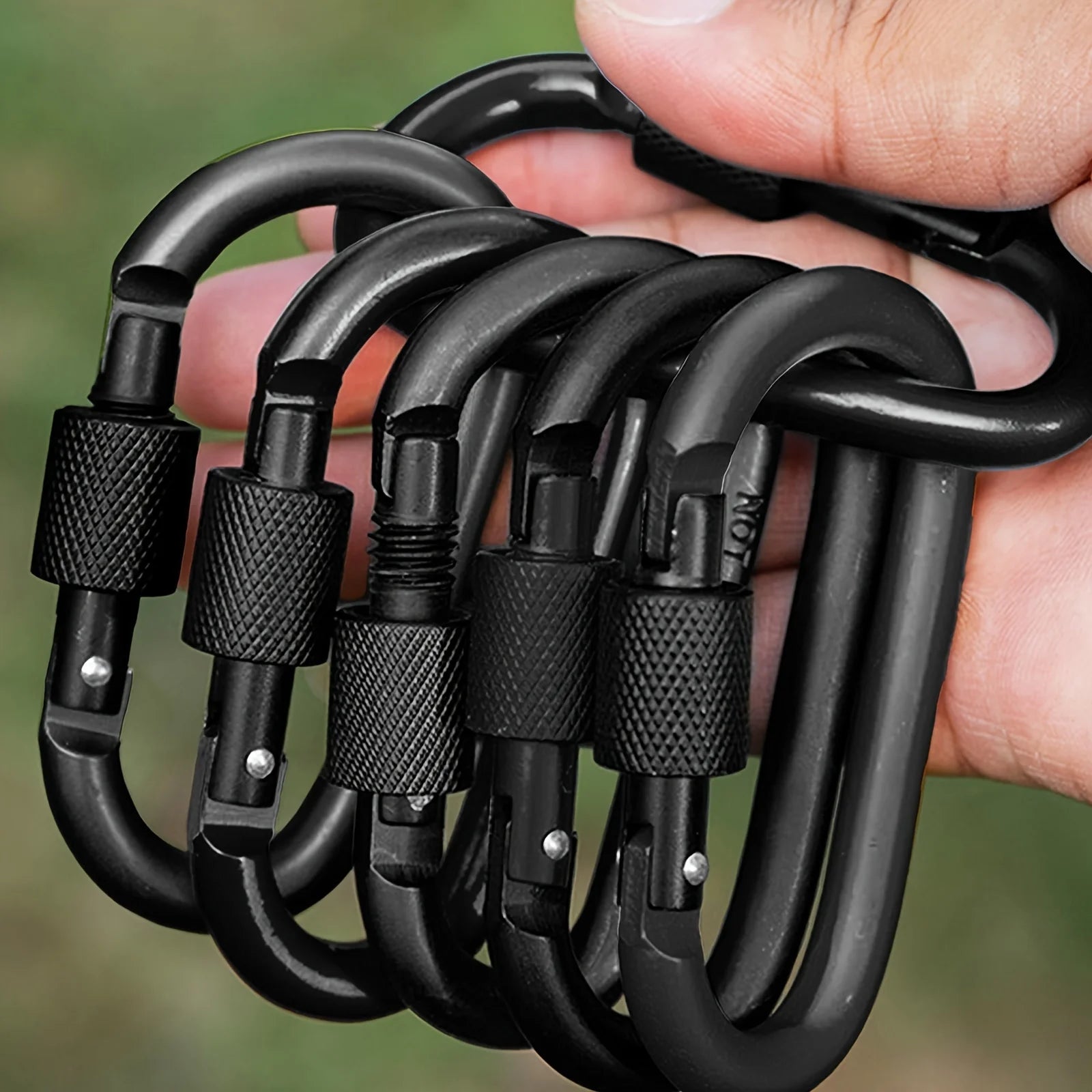 6 Piezas de Mosquetón Tipo D con Cierre de Rosca, Adecuados para Actividades al Aire Libre como Escalada, Camping y Senderismo