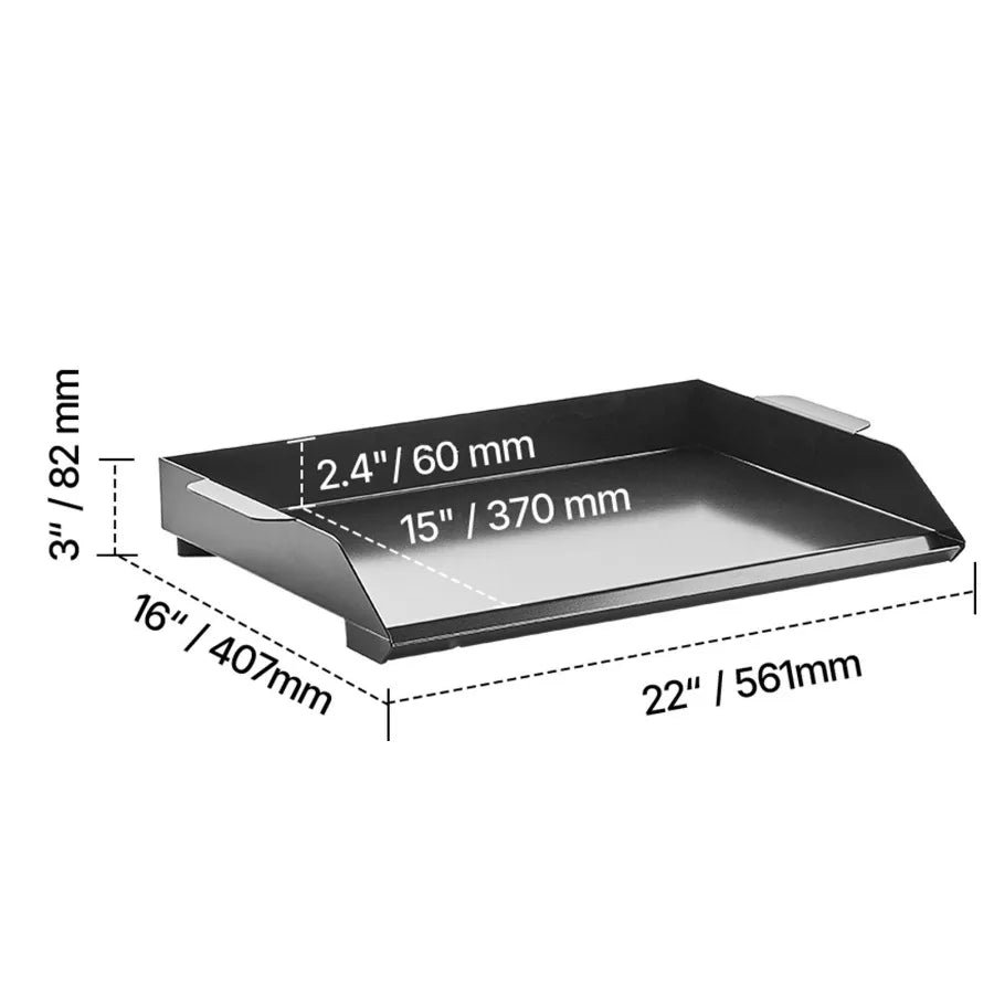 Plancha de Acero al Carbono de 22x16 pulgadas, Placa Rectangular Universal de Superficie Plana, Plancha para Parrilla de Gas, Teppanyaki Portátil Familiar
