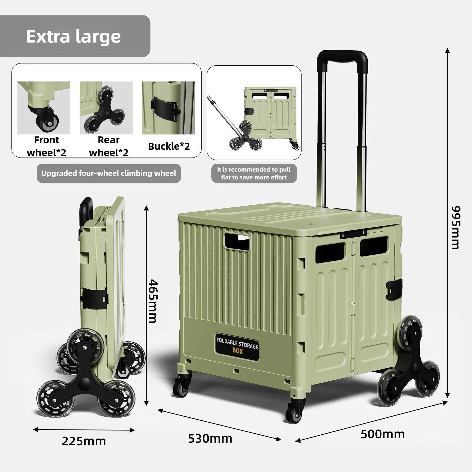 Carrito de compras multifuncional para el hogar, carrito de compras plegable portátil, remolque, camping, caja de almacenamiento de gran capacidad