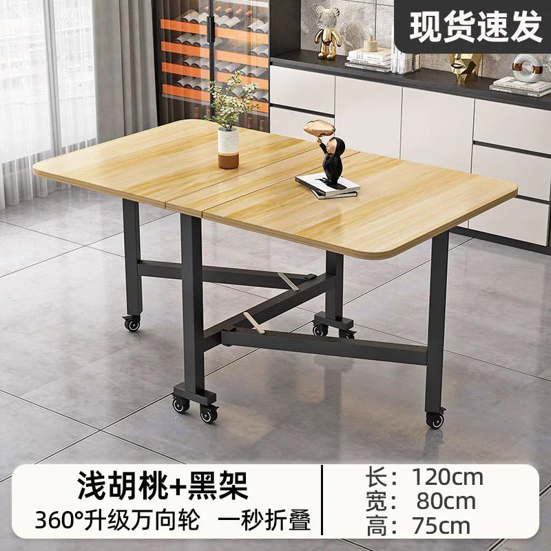 Mesa de comedor plegable para casa pequeña multifuncional mesa plegable de tabla de roca rectangular mesa de comedor móvil para sala de estar