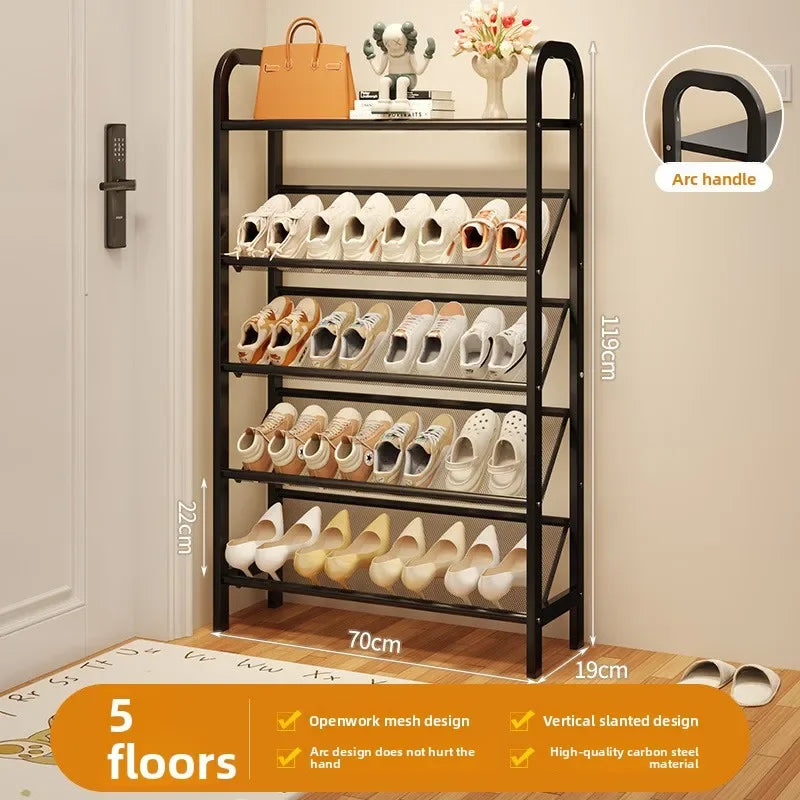 Zapatero de acero para puerta, doméstico, sencillo, ahorro de espacio, metálico, multi-capa, armario estrecho para zapatos