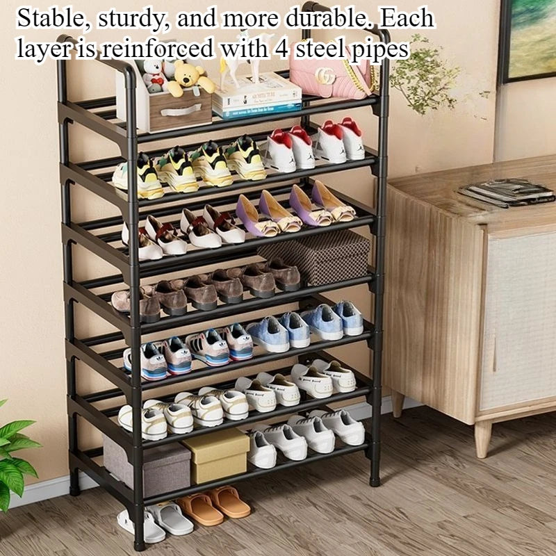 Zapatero sencillo doméstico multifuncional de varios pisos para puerta, estante de almacenamiento para interiores y exteriores, estante de almacenamiento para dormitorio de estudiantes.