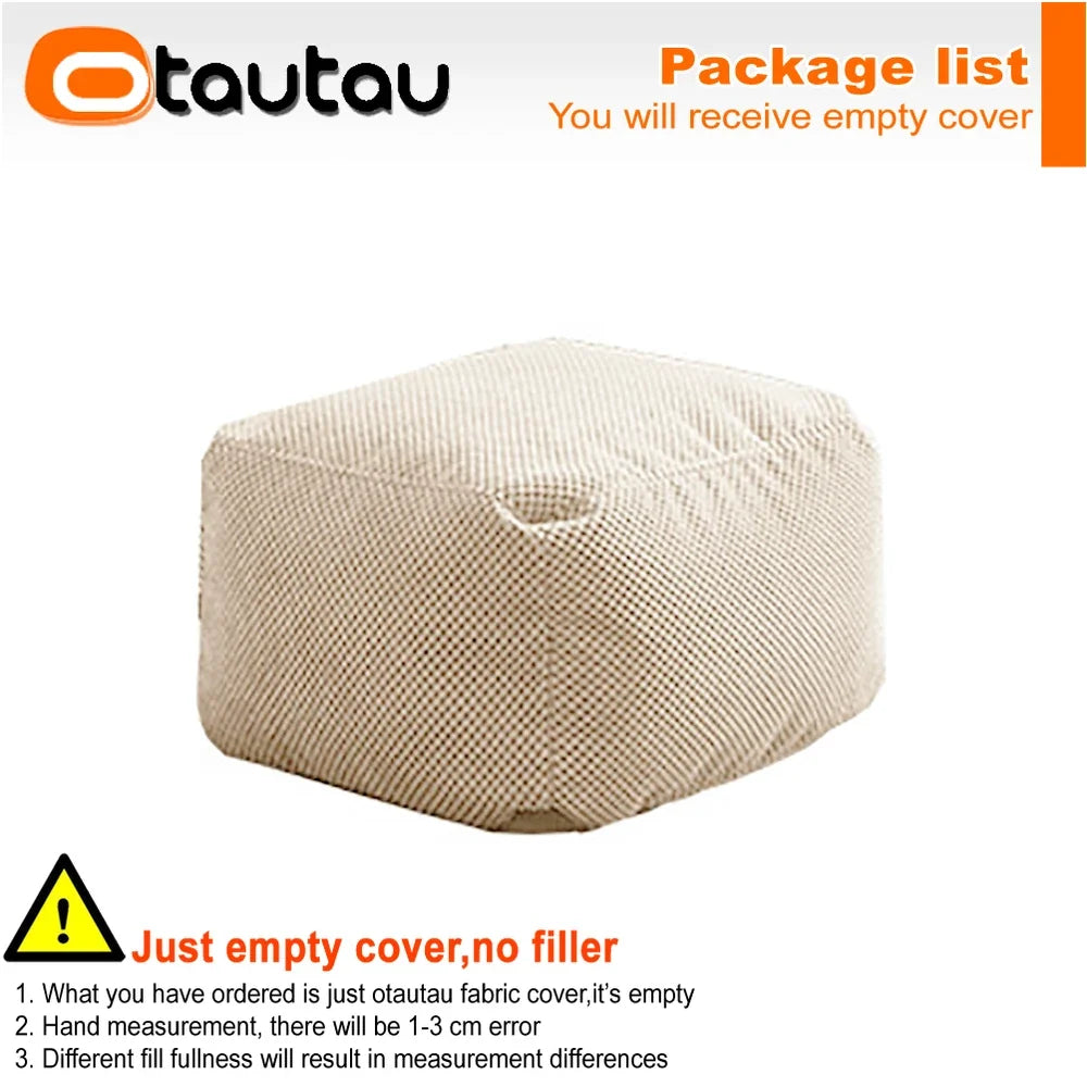 OTAUTAU Sofá Puf de Gofrado Suave de 1-2 Plazas, Funda sin Relleno, Sillón Puf, Sofá Perezoso, Cama Tumbona, Otomana, Taburete SF182
