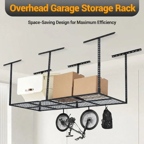 3x8 Ft 600 LBS Capacity Heavy Duty Garage Ceiling Storage Racks Height Adjustable Overhead Garage Storage Rack Organization