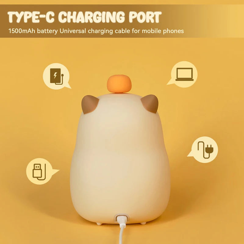 Luz de Noche Capybara Despertador para Niños Lámpara de Noche con Forma Bonita Carga Temporizador Función de Repetición Iluminación Decoración de Escritorio Regalo para Niños