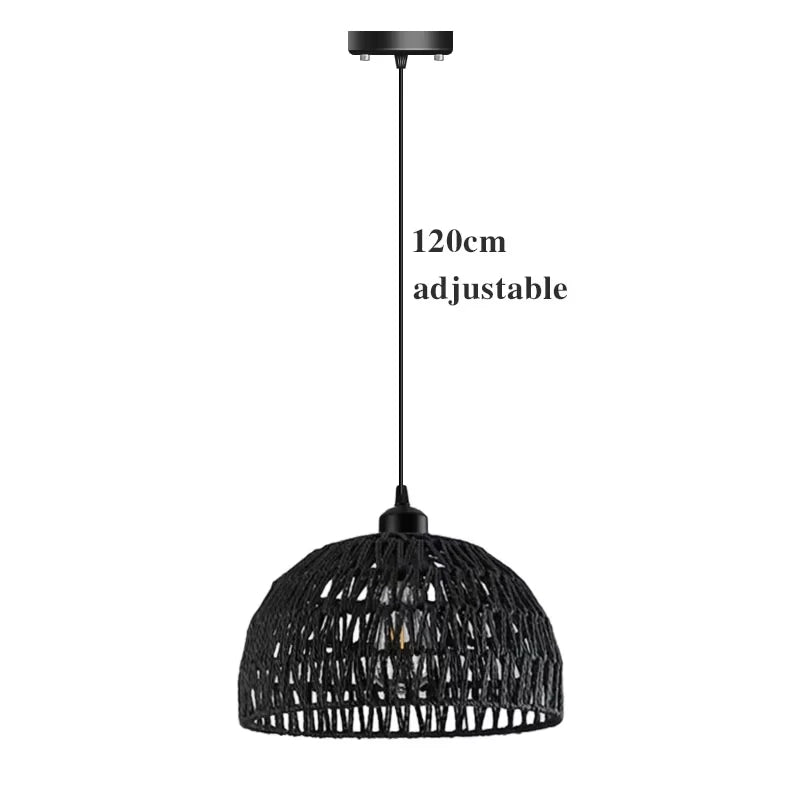 Lámpara de araña de ratán Pantalla de lámpara colgante de mimbre tejido natural para decoración de hogar y restaurante Lámpara de mimbre de bambú tejida a mano