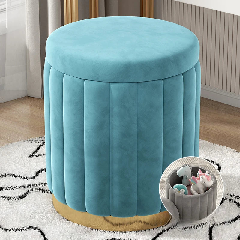 Makeup stool light luxury round stool chair bedroom Internet celebrity storage bench sofa stool dresser stool makeup chair small