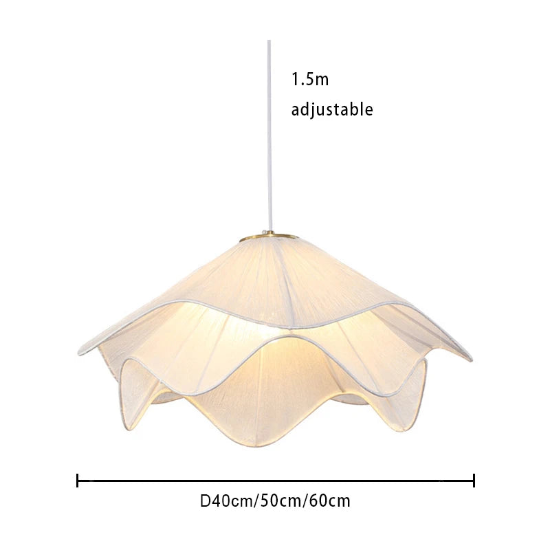 Nordic Minimalist Cream Pendant Lights White Fabric Led Living Room Bedroom Home Decor Chandelier Balcony Hanging Lamp Fixture