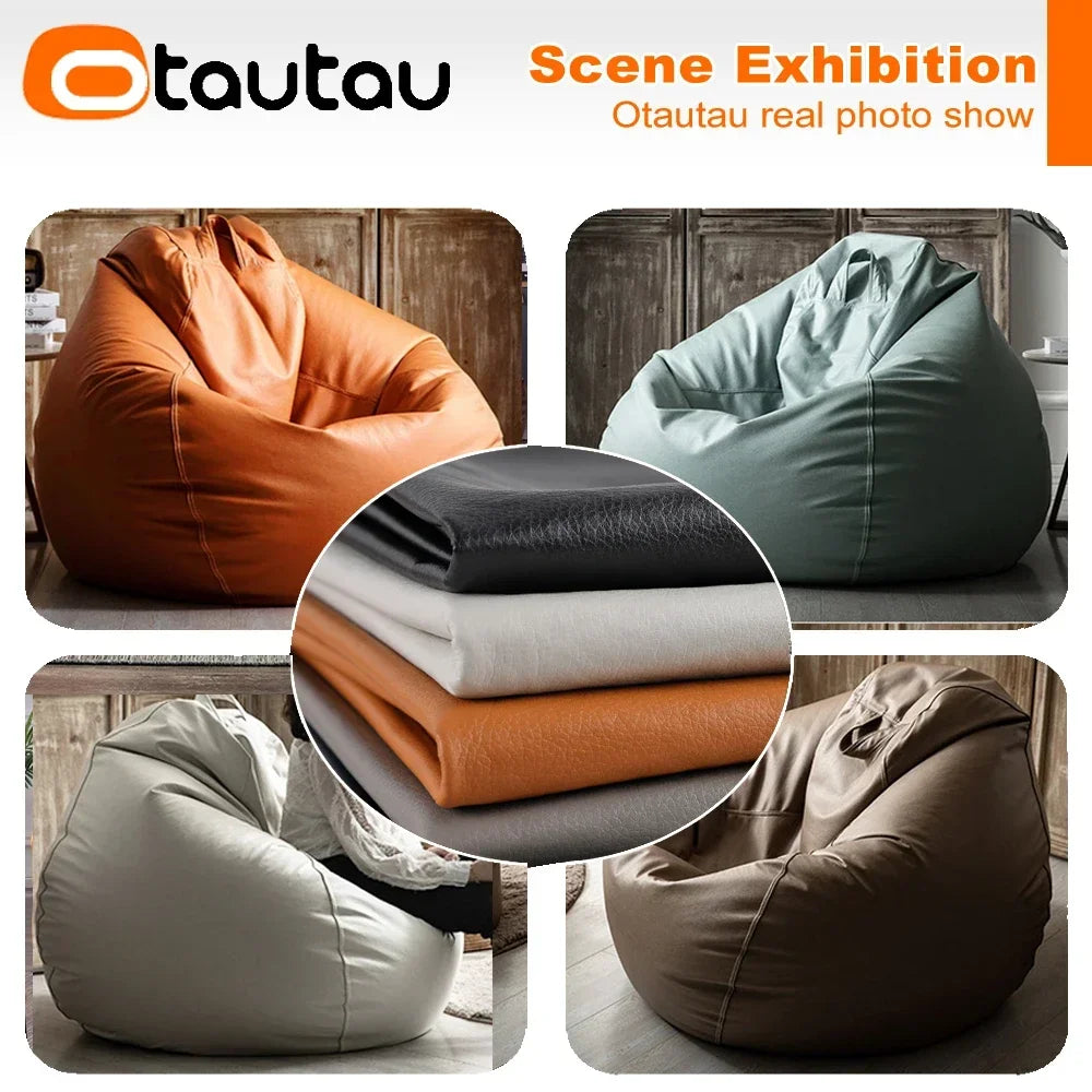 OTAUTAU Funda de puf grande de piel sintética de 4 pies sin relleno, chaise lounge puf para exteriores, salón de juegos, películas, saco Puff DD004