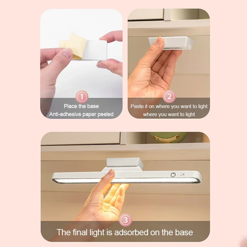 Lámpara de escritorio LED, recargable por USB, luz de mesa con atenuación continua, lámpara magnética colgante para dormitorio, mesa de lectura, luz nocturna recargable