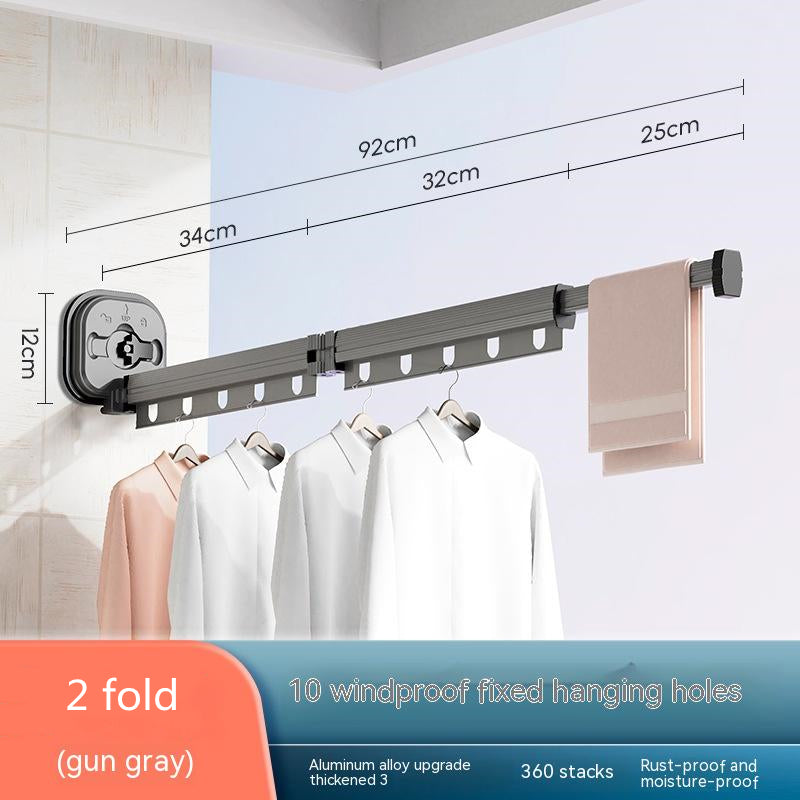 Perchero plegable con ventosa para ropa, balcón, aluminio, tendedero retráctil, sin perforaciones